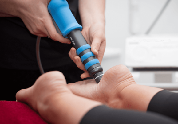 Shockwave therapy session at Bodiworks clinic